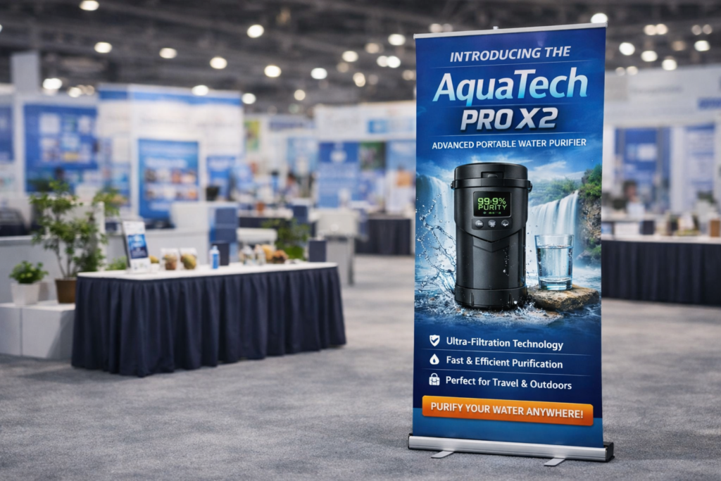 retractable banner stand display used at events in Atlanta